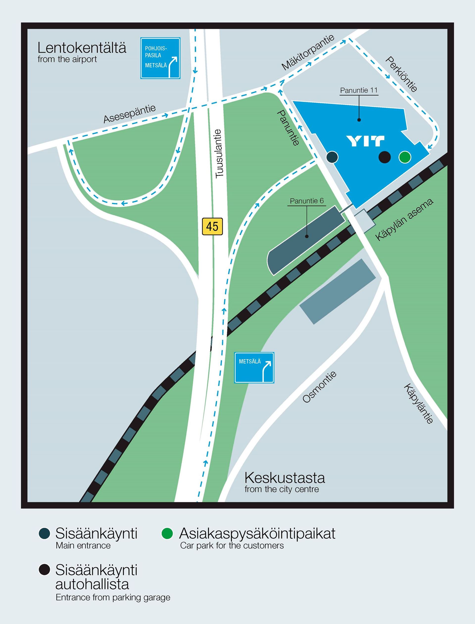 Arrival instructions for YIT's head office Arrival and parking instructions for YIT's head office