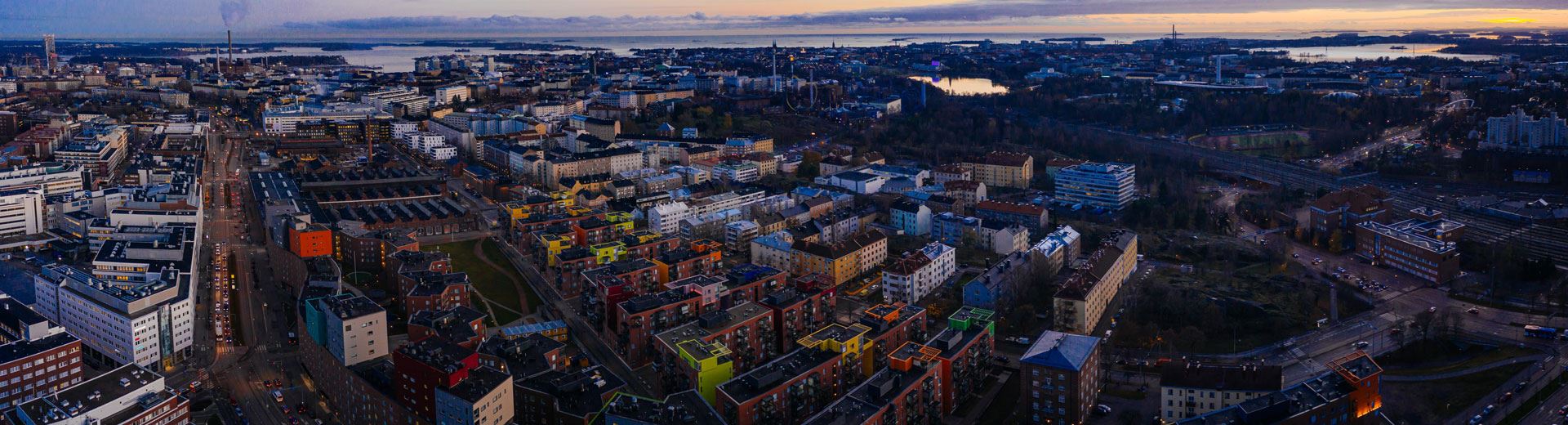 Konepaja area in Helsinki at night